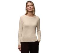 Street One Pullover – Damen Rundhals mit Rippstruktur – Beige meliert – Gr. 46 – Viskose/Baumwolle
