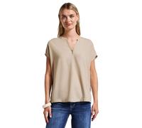 Split Neck Bluse in Unifarbe Beige 34