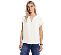 Street One Damen Bluse A345728 Kurzarm Split-Neck, 100% Viskose, uni Off White Gr. 42