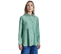 Street One Hemdbluse Relaxed Fit Damen V-Ausschnitt Langarm Brusttaschen 88% Viskose grün Gr. 34
