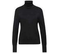 Rollkragenpullover STREET ONE, Damen, Gr. 34, schwarz, Stoff, 71% Viskose, 29% Nylon, unifarben, comfort fit normal, hoch geschlossener Ausschnitt, Bündchen, Pullover, mit Strick-Struktur (37507668-34