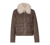 Kurzjacke STREET ONE, Damen, Gr. 34, braun (auburn braun), Stoff, Oberstoff: 62% Polyester, 38% Wolle. Futter: 100% Polyester, meliert, normal normal, V-Ausschnitt, abgesteppt, Jacken Kurzjacke, mit K