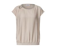 Shirtbluse STREET ONE, Damen, Gr. 36, clay sand, Stoff, 88% Viskose, 12% Polyamid, unifarben, normal normal, Rundhals, abgesteppt, Blusen, in Blusen-Optik (55515553-36) clay sand