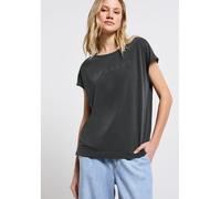 Street One - Silk-Look Shirt mit Wording grau - Gr. - 34