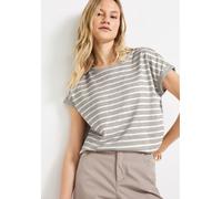 Street One Shirt, gestreift, Rundhals, 80% Polyester/20% Viskose, Grau, Damen, Gr. 38
