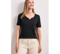Street One Frauen Basic T-Shirt mit Herzausschnitt in Schwarz, Gr: 34