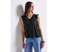 STREET ONE Damen A323507 V-Neck Top mit Häkeldetails, Pine Grove Green, 38