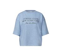 Sweatshirt STREET ONE, Damen, Gr. 42, blau (northern blau meliert), Sweatware, 65% Baumwolle, 35% Polyester, unifarben, comfort fit, Rundhals, normaler Saum, Sweatshirts Sweatshirt, mit Wording (29781