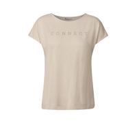 Street One T-Shirt Silk-Look mit Wording Beige 70% Modal/30% Polyester Rundhals Größe 36