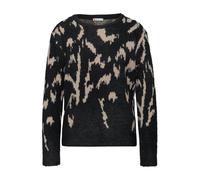 Street One Pullover Softer Jacquard Rundhals Damen Gr. 42 Anthra Grau 60% Polyester 40% Baumwolle