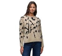 Street One Damen Rundhalspullover Softer Jacquard gemustert Beige Gr. 42