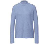 Stehkragenpullover STREET ONE, Damen, Gr. 42, frosted blau meliert, Strick, Obermaterial: 37% Baumwolle, 34% Polyacryl, 26% Polyester, 3% Elasthan, unifarben, bequem hüftbedeckend, Rundhals, Pullover 