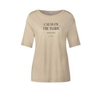 Street One T-Shirt Damen A323338 – softes Shirt mit Wording – Coastal Beige, Gr. 36