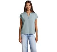 STREET ONE Damen 3411644 Split Neck Bluse in Unifarbe, Arona Blue, 34