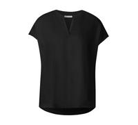 Street One - Split Neck Bluse in Unifarbe schwarz - Gr. - 34