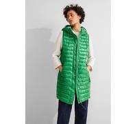 Street One - Lange Steppweste | Long Padded Vest w. Hoody - Farbe - grün - Größe - 38
