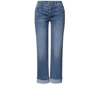 Street One Damen Straight Leg Jeans im Casual Fit mit Turn-Up
