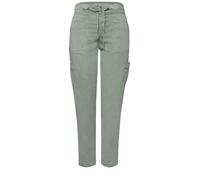 Cargohose STREET ONE, Damen, Gr. 42, Länge 28, schwarz mint grün, Stoff, 60% Lyocell, 37% Baumwolle, 3% Elasthan, unifarben, loose fit knöchelfrei, Hosen Cargohose, im Cargo-Style (39472143-42) schwar