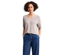 Street One T-Shirt Strick-Look V-Ausschnitt 60% Viskose 40% Polyester Damen Gr. 38 Timeless Beige