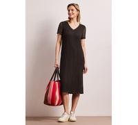 Midikleid STREET ONE, Damen, Gr. 34, EURO-Größen, espresso braun, Web, 73% Baumwolle, 27% Polyester, unifarben, comfort fit knieumspielend, abgesteppt, Kleider Midikleid, in Unifarbe (72169248-34) esp