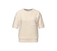 Street One - Strukturiertes Shirt mit Streifenmuster und Brusttasche beige - Gr. - 42