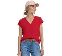 Street One Frauen T-Shirt mit Strukturmix und Tape in Rot, Gr: 40