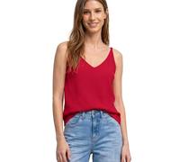 Trägertop STREET ONE, Damen, Gr. 46, salsa rot, Stoff, 95% Viskose, 5% Elasthan, unifarben, normal normal, V-Ausschnitt, abgesteppt, Tops Trägertop, mit V-Ausschnitt (99646104-46) salsa rot