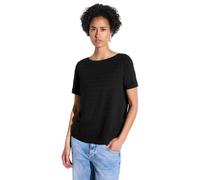 Street One Strukturshirt – U-Boot-Ausschnitt, 65% Polyester/35% Viskose, Schwarz Gr. 38