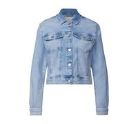 Jeansjacke STREET ONE STUDIO, Damen, Gr. 46, blau (bleach wash), Jeans, 82% Baumwolle, 15% Polyester, 3% Elasthan, unifarben, casual, normal normal, V-Ausschnitt, Langarm abgesteppt, Jacken, mit Brust