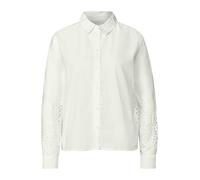 Hemdbluse STREET ONE STUDIO, Damen, Gr. 40, weiß (sanftes weiß), Web, 100% Baumwolle, unifarben, normal normal, V-Ausschnitt, Manschette, Blusen, aus reiner Baumwolle (67101550-40) sanftes weiß