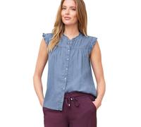 Blusentop STREET ONE STUDIO, Damen, Gr. 44, light blau soft wash, Stoff, 100% Lyocell, unifarben, klassisch normal, Rundhals, Rüschen, Blusen Blusentop, mit Rüschendetails (41509217-44) light blau sof