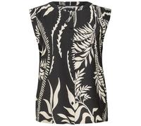 Blusentop STREET ONE STUDIO, Damen, Gr. 36, schwarz, Stoff, 88% Viskose, 12% Polyamid, bedruckt, normal normal, Rundhals, Rüschen, Blusen, mit Knopfleiste (84714020-36) schwarz