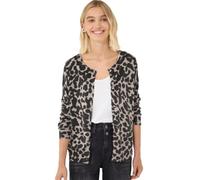 Cardigan STREET ONE STUDIO, Damen, Gr. 42, light biscuit sand meliert, Web, 60% Baumwolle, 40% Viskose, normal normal, Rundhals, Rippbündchen, Strickjacken, mit Leomuster (28425829-42) light biscuit s