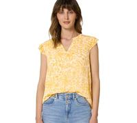 Blusentop STREET ONE STUDIO, Damen, Gr. 42, earthy gelb, Stoff, Obermaterial: 100% Polyester. Futter: 100% Modal, geblümt, normal normal, Rundhals, Rüschen, Blusen Blusentop, mit Blumenmuster (6085031