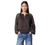 Chiffonbluse STREET ONE STUDIO, Damen, Gr. 36, schwarz auburn braun, Stoff, Obermaterial: 100% Polyester; Untertop: 100% Modal, animal-print, normal normal, Rundhals, elastischer Bund, Blusen, mit Run