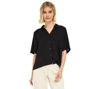 Hemdbluse STREET ONE STUDIO, Damen, Gr. 46, schwarz, Stoff, 85% Viskose, 15% Nylon, unifarben, normal normal, V-Ausschnitt, Manschette, Blusen Hemdbluse, bestehend aus einem Materialmix (61089123-46)