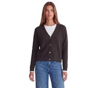 Cardigan STREET ONE STUDIO, Damen, Gr. 46, braun (charrot braun meliert), Web, 38% Baumwolle, 36% Polyacryl, 23% Polyester, 3% Elasthan, unifarben, comfort fit normal, V-Ausschnitt, Rippbündchen, Stri