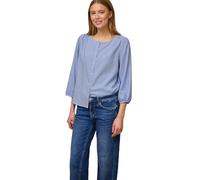 Street One Studio Bluse Carmenbluse 3/4-Arm Seersucker gestreift Rundhals Blau Gr. 44
