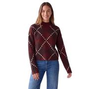 Strickpullover STREET ONE STUDIO, Damen, Gr. 40, russet rot meliert, Grobstrick;Web;Stoff;Feinstrick, 37% Polyacryl, 29% Baumwolle, 29% Polyester, 5% Polyamid, kariert, regular fit normal, hoch geschl