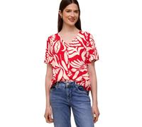 Kurzarmbluse STREET ONE STUDIO, Damen, Gr. 42, chili rot, Stoff, 100% Viskose, geblümt, normal normal, V-Ausschnitt, abgesteppt, Blusen, aus softer Viskose (65137115-42) chili rot