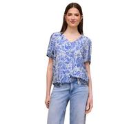 Street One Studio Bluse V-Ausschnitt geblümt 100% Viskose Kurzarm Eventide Blau Gr. 40