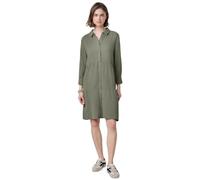 Blusenkleid STREET ONE STUDIO, Damen, Gr. 42, EURO-Größen, grün (pale mud grün), Web, 100% Baumwolle, unifarben, comfort fit knielang, V-Ausschnitt, Bündchen, Kleider, aus 100% Baumwolle (87212723-42)