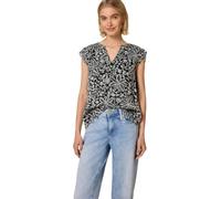Blusentop STREET ONE STUDIO, Damen, Gr. 36, schwarz, Stoff, Obermaterial: 100% Polyester; Futter: 100% Modal, geblümt, normal normal, Rundhals, Rüschen, Blusen Blusentop, mit Blumenmuster (27637668-36