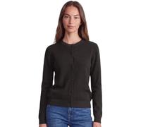 Cardigan STREET ONE STUDIO, Damen, Gr. 42, schwarz (charrot braun meliert), Web, 40% Baumwolle, 37% Polyacryl, 20% Polyester, 3% Elasthan, unifarben, comfort fit normal, Rundhals, Rippbündchen, Strick