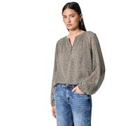 Street One Studio - Chiffon Leo-Bluse mit Zipper beige/braun - Gr. - 38