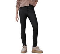 Lederimitathose STREET ONE STUDIO, Damen, Gr. 36, Länge 30, schwarz, Stoff, 76% Viskose, 21% Nylon, 3% Elasthan, unifarben mit Farbeinsatz, slim fit normal, Hosen, Middle Waist (74379219-36) schwarz