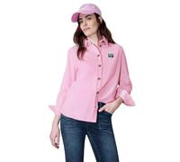 Langarmbluse STREET ONE STUDIO, Damen, Gr. 40, tulip pink, Web, 100% Baumwolle, unifarben, normal normal, V-Ausschnitt, Bündchen, Blusen, aus reiner Baumwolle (52250402-40) tulip pink