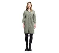 Jeanskleid STREET ONE STUDIO, Damen, Gr. 44, EURO-Größen, reed grün, Cord, 98% Baumwolle, 2% Elasthan, unifarben, comfort fit knieumspielend, V-Ausschnitt, Bündchen, Kleider, mit Volant (36462338-44)