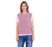 Pullunder STREET ONE STUDIO, Damen, Gr. 42, rosa (pearly rose), Web, 86% Polyamid, 14% Baumwolle, unifarben, normal normal, Rundhals, abgesteppt, Pullover Pullunder, mit Federgarn (50507864-42) pearly