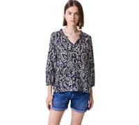 Street One Studio Damen F345845 Gemusterte Bluse mit Rüschen, Dark Void Blue, 46